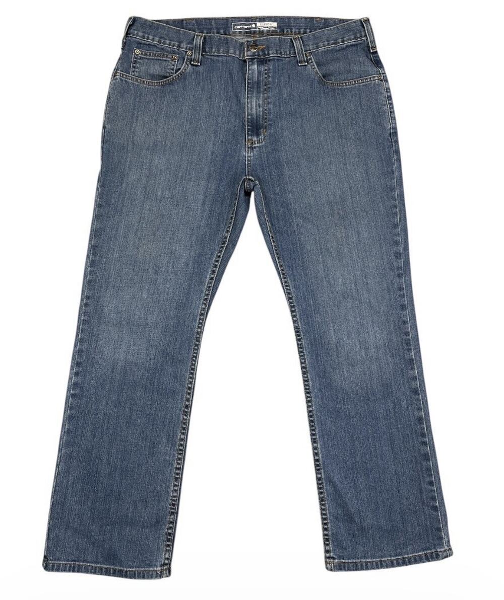 Carhartt Rugged Flex Relaxed Fit 5‑Pocket Jeans Tapered 38x28 Blue Denim